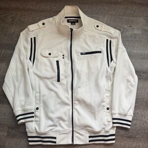 Ecko Unltd Mens White Track Jacket Sweater Full Zip Athletic Y2K Hip Hop XL